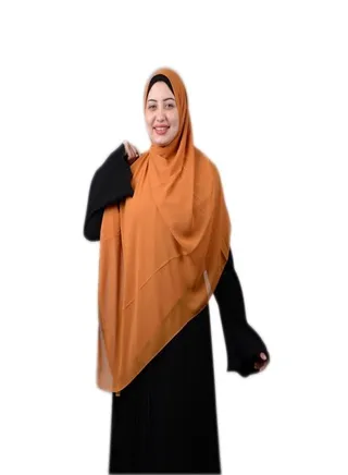 خمار ماليزي حجاب  - شيفون كريب سادة لون برتقالي غامق 