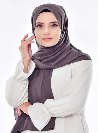 حجاب من فتاه - اسكارف - طرحة شيفون كريب مقاس مناسب - لون رمادي غامق 