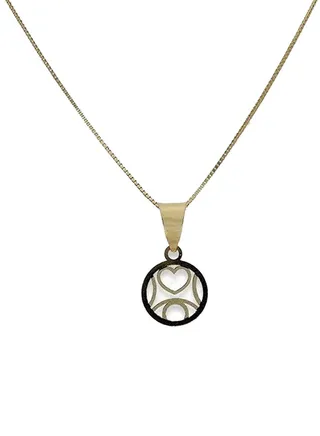 Chain Necklace With Round Shaped Heart Pendant 
