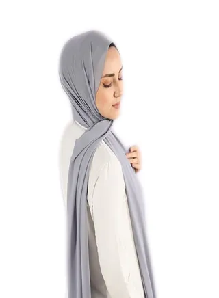 Long Chiffon Crepe Scarf - Silver Color 