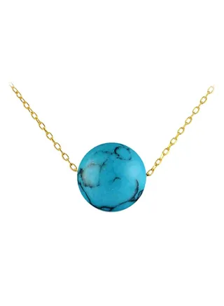 18 Karat Gold Turquoise Pendant Necklace 