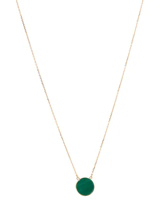 18 Karat Rose Gold Malachite Single Stone Necklace 