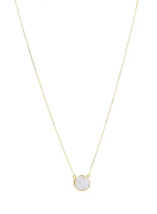 18 Karat Rose Gold Mother Of Pearl Single Stone Necklace 