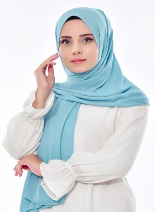 Big Scarf Crepe Solid - Soft Baby Blue - From Fatah 