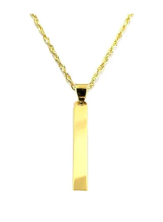 18K Pure Gold Flat Bar Design Necklace 