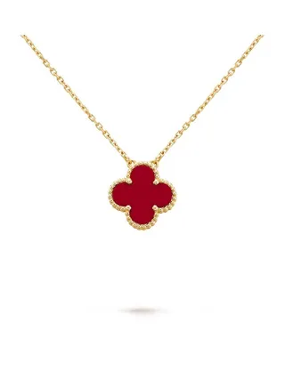 Van Cleef & Arpels  Gold Carnelian Vintage Alhambra 15mm Pendant 