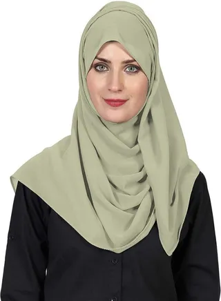 Long Chiffon Crepe Scarf - Light Powder Green Color 