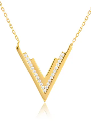 22k Gold V-Shaped Necklace 