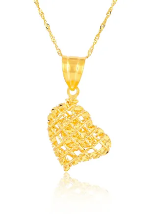22k Gold Heart Pendant Reflecting the Passion of Your Heart 