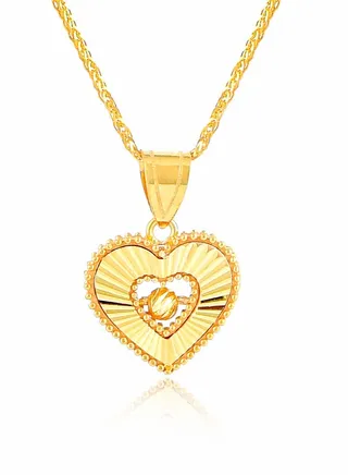 Heart-Shaped 21K Gold Necklace 