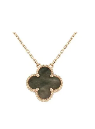 Van Cleef & Arpels Grey Mother-of-Pearl Clover Necklace 15mm 