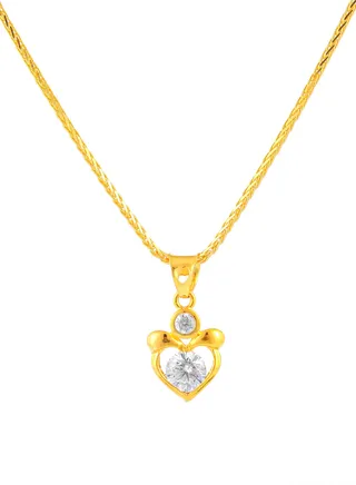 Gold Heart Pendant & Chain in 22kt Gold 