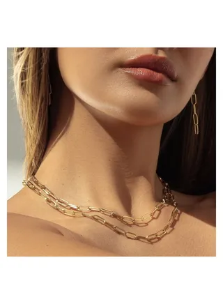 Real Gold Solid Link Necklace 
