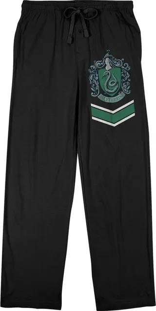 Harry Potter Hogwarts Men's Slytherin House Crest Black Sleep Pajama Pants-Large