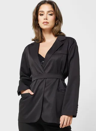 Classic Blazer With Tie Front 