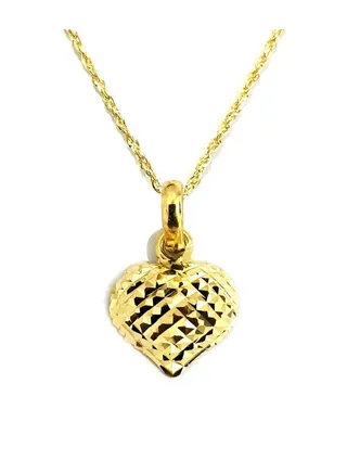 18K Pure Gold Heart Design Necklace For Women 