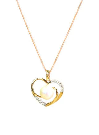 18K Gold Pearl Pendant With Diamond 