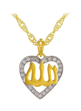 18 Karat Gold Diamonds 3D Heart Necklace 