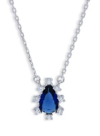 Sterling Silver 925 Pear Shaped Solitaire Necklace - FKJNKLSLU6095 