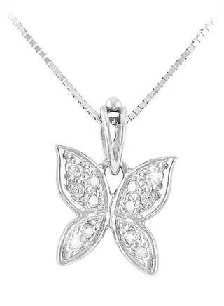 18 Karat White Gold Butterfly Diamond Necklace 