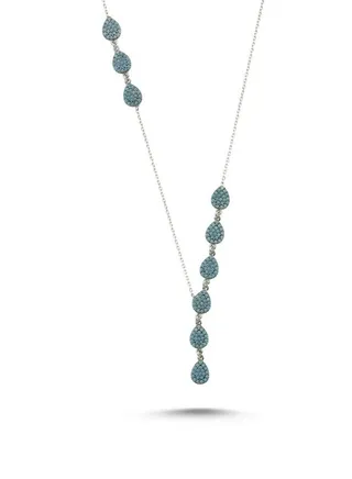 925 Sterling Silver Jewelry Rhodium Plated Nano Opal Stone Drop Y Necklace 100% Precious Metal Gift for Women- Emnon52NE 