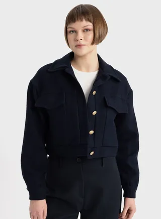 Bomber Shirt Collar Blazer 