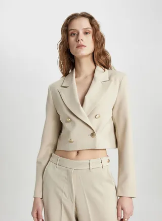 Crop Jacket Collar Blazer 