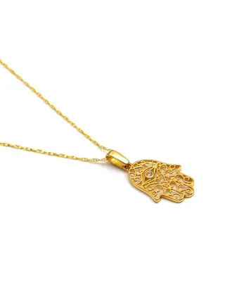 Real Gold Allah Palm Hand Necklace 0422 CWP 1812 