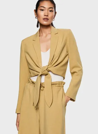 Tie Detail Crop Blazer 