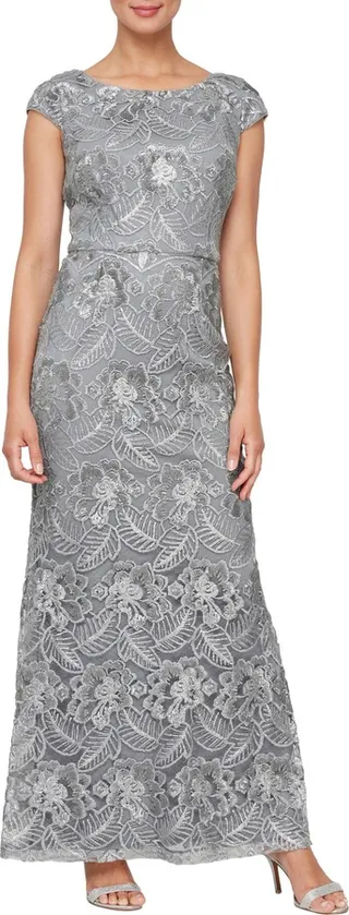 Beaded & Embroidered Evening Gown