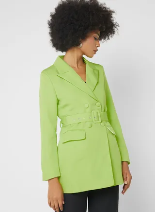 Classic Longline Blazer With Belt Detail 