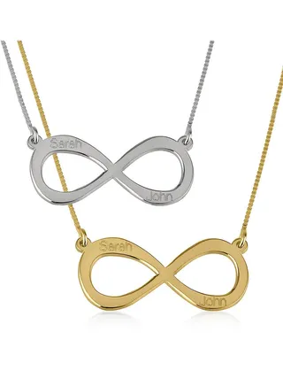 Silver 925 Personalized Infinity Necklace with Two Names 