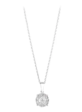 18K White Gold Chain Link Pendant Necklace 