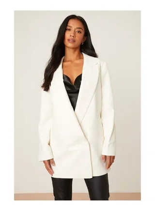 Petite Side Split Double Breasted Blazer 