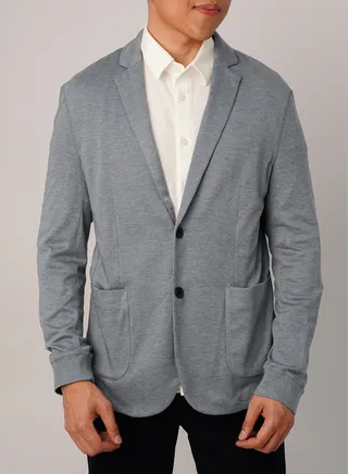 Men’s Knitted Formal Double Button Blazer in Blue Flint 