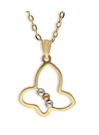 Trio Tone Gold Necklace (Chain with Butterfly Pendant) 18KT - FKJNKL18KU1095 