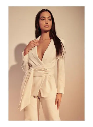 Wrap Tie Detail Blazer 
