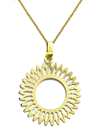 18K Pure Gold Elegant Round Design Pendant Necklace 