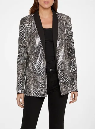 Sequinned Animal Print Blazer Black Multi 