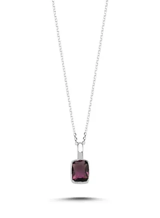 925 Silver-Natural Amethyst & Rectangle Natural Stone Necklace-High-Quality Jewelry in UAE Dubai 100% Precious Metal Gift for Women-EMNON111NE-N106038 