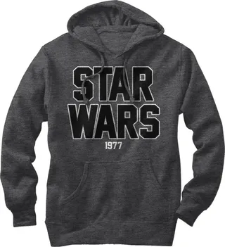 Men's Star Wars Bold Logo 1977 Pull Over Hoodie - Charcoal Heather - Small