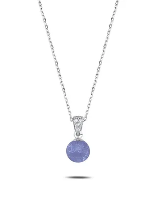 925 Sterling Silver Jewelry Rhodium Plated Purple Ball Necklace 100% Precious Metal Gift for Women- Emnon49NE 