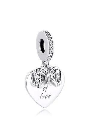 Pandora Bow & Love Heart Dangle Charm 