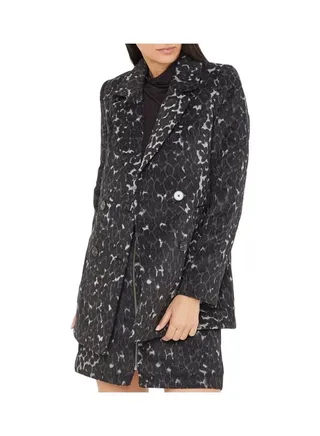 Leopard Print Blazer Dark Grey Melange 