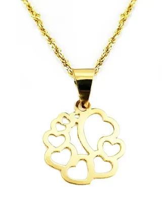 18K Pure Gold Heart Necklace 