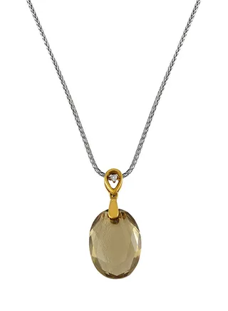 0.01 Ct Oval Diamond And Smoky Topaz Pendant 