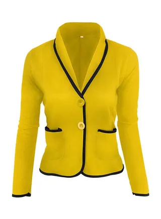 Autumn Winter Long Sleeve Blazer Yellow 