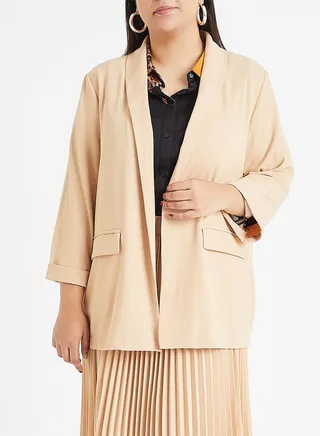 New Rio 3/4 Sleeve Blazer Beige 
