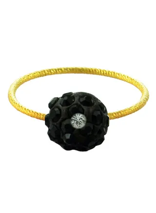 18 Karat Solid Yellow Gold Simple 10 mm Crystal Ball Ring 