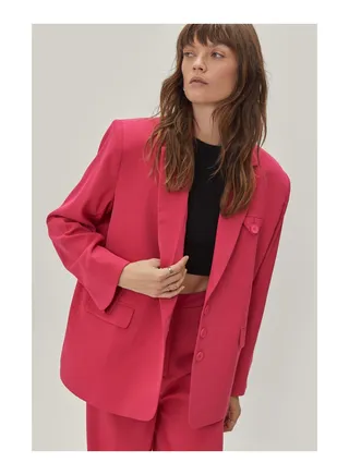 Oversized Flap Pocket Double Breasted Blazer 